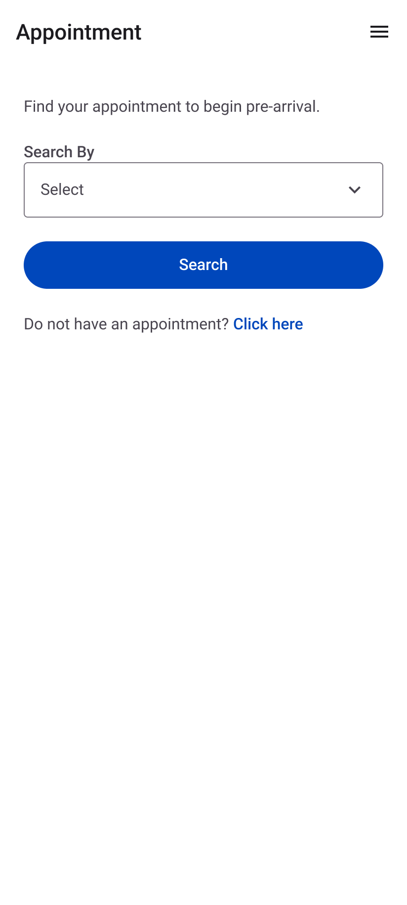 Android appointment search screen