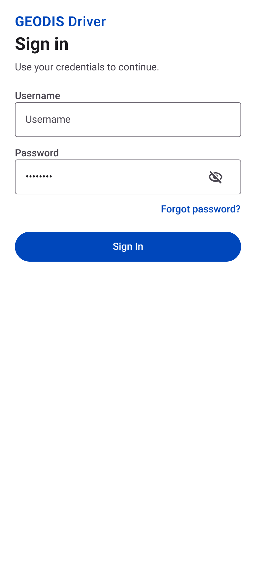 Android sign-in screen
