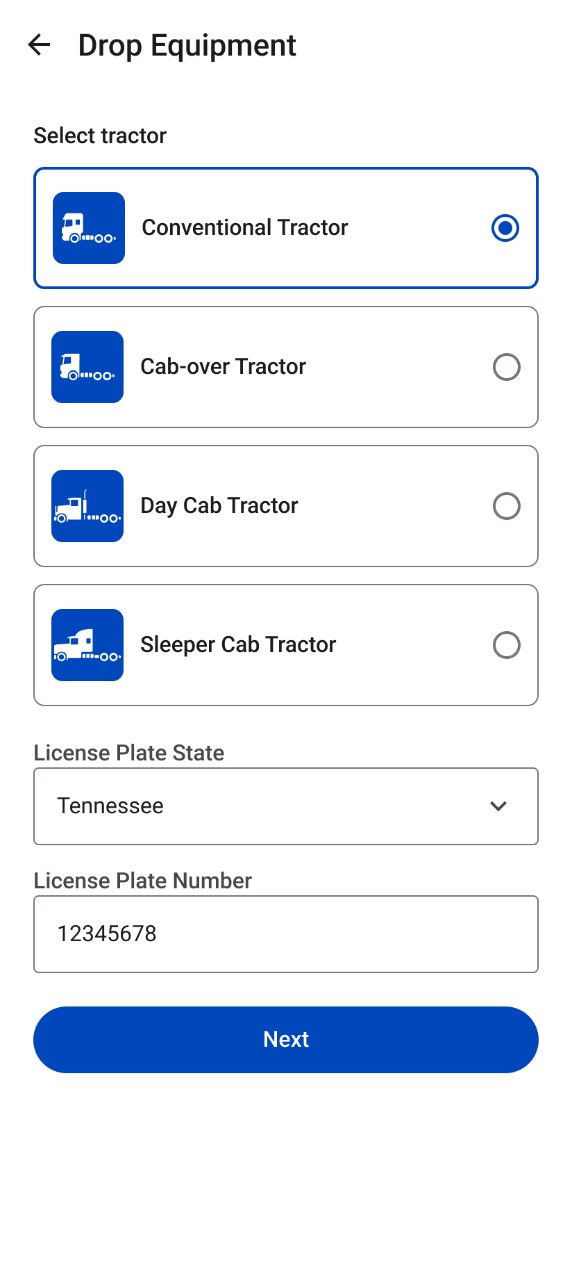Android tractor selection pattern