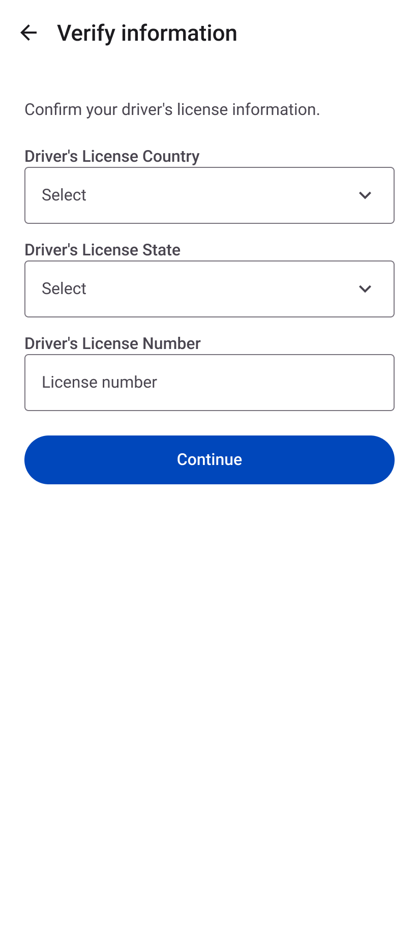 Android identity verification screen