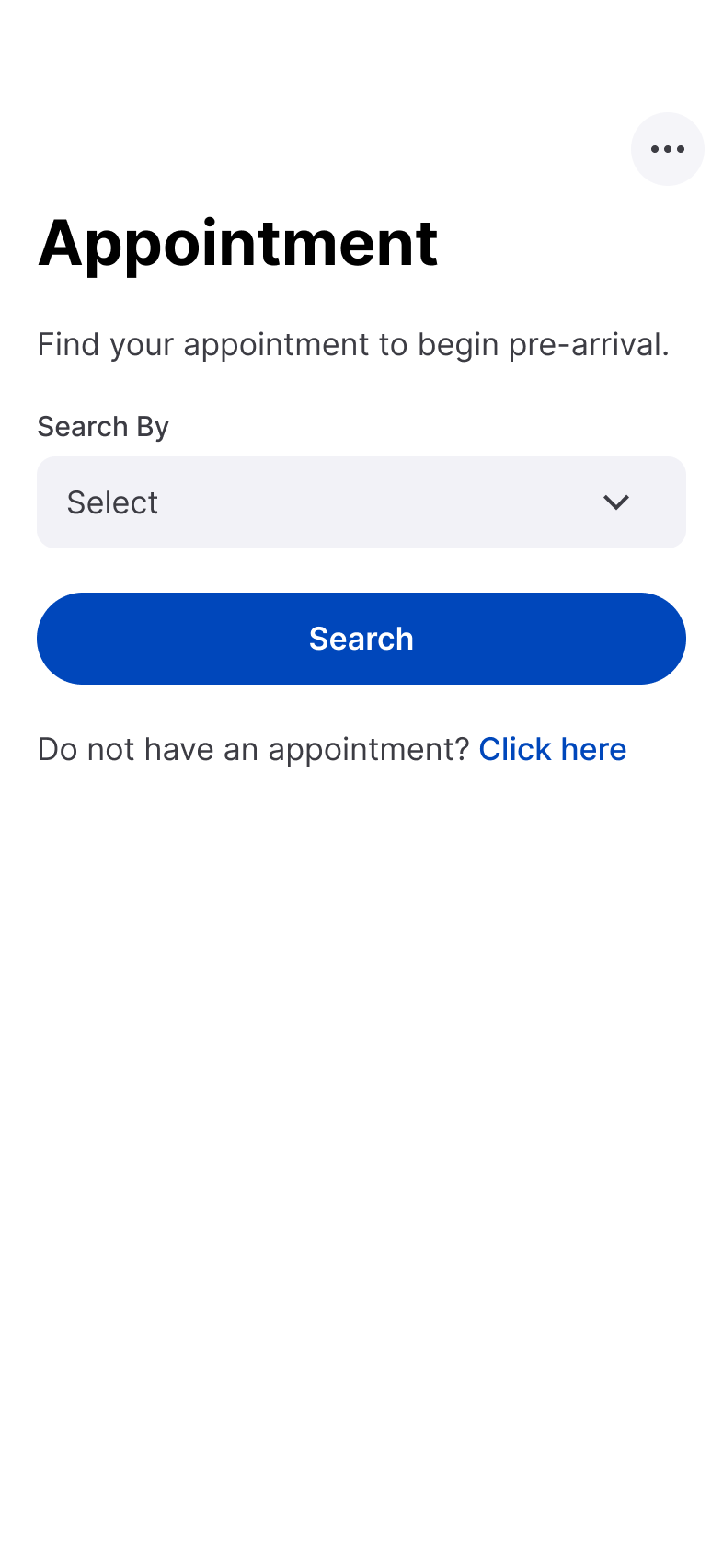 iOS appointment search screen