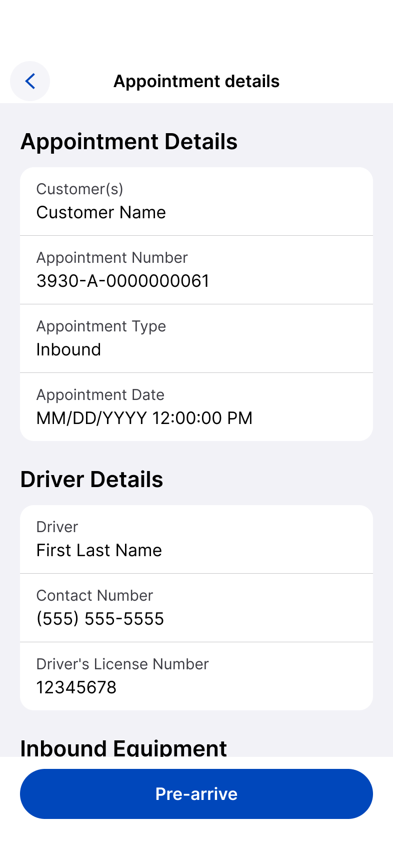 iOS appointment details review screen