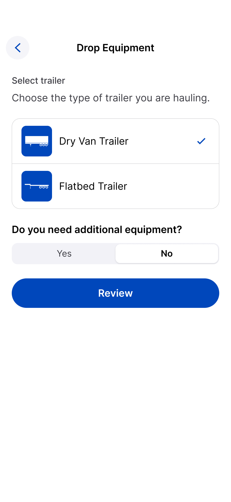 iOS trailer selection screen