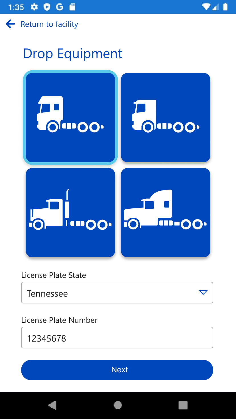 Legacy equipment selection screen
