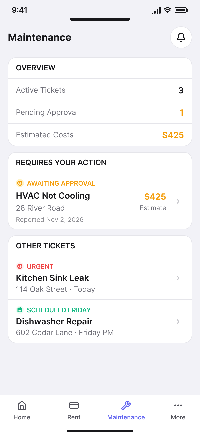 iOS maintenance financial alert.