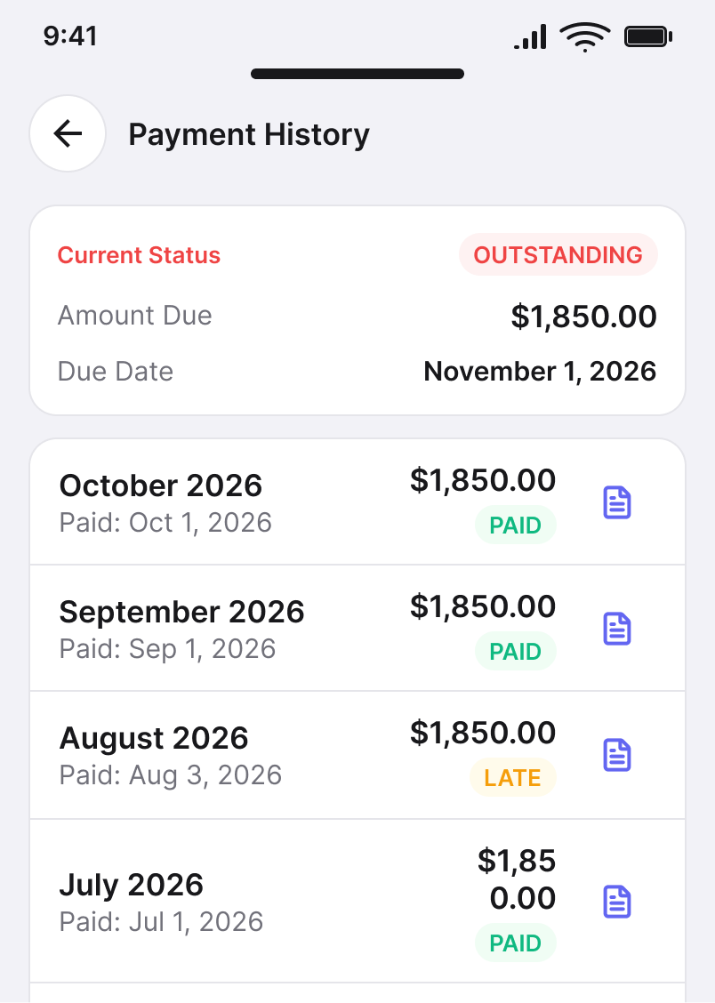 iOS payment history.