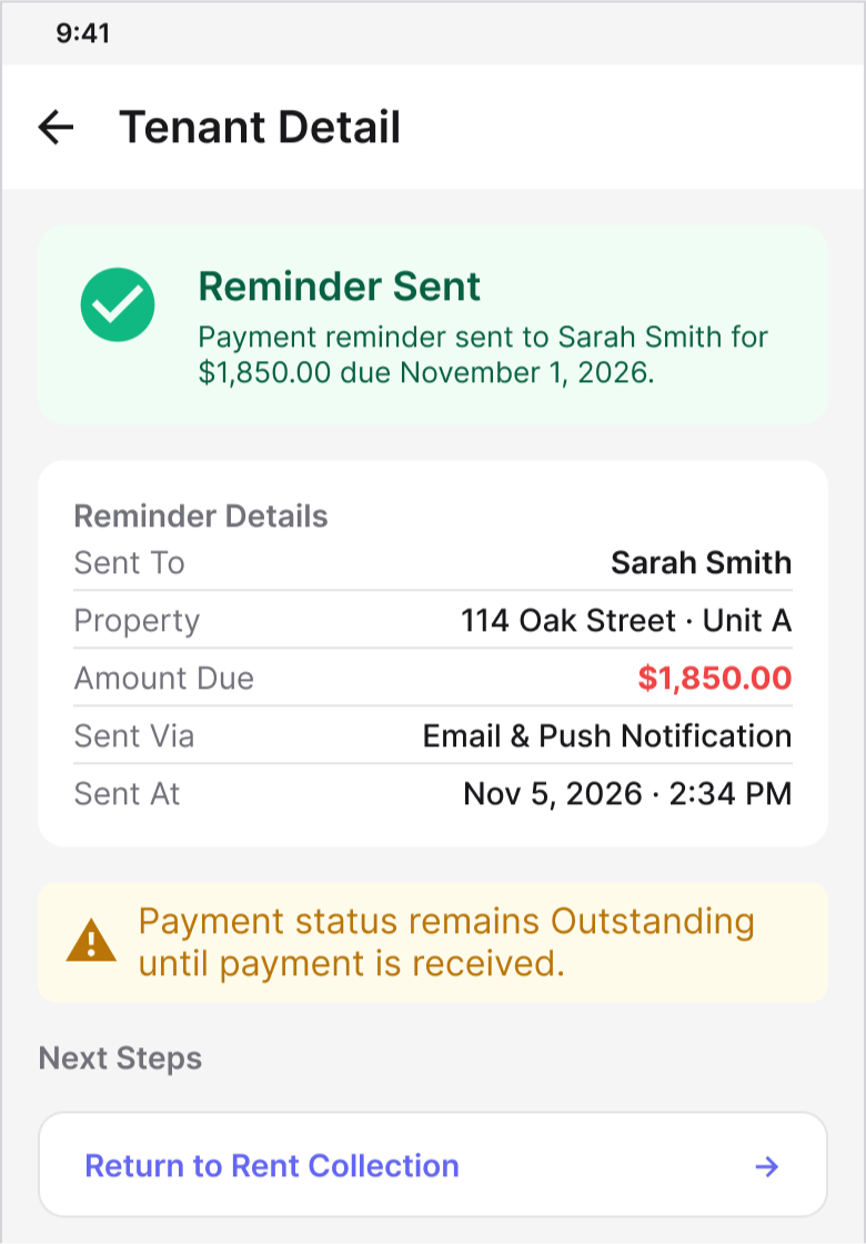 Android reminder confirmation.