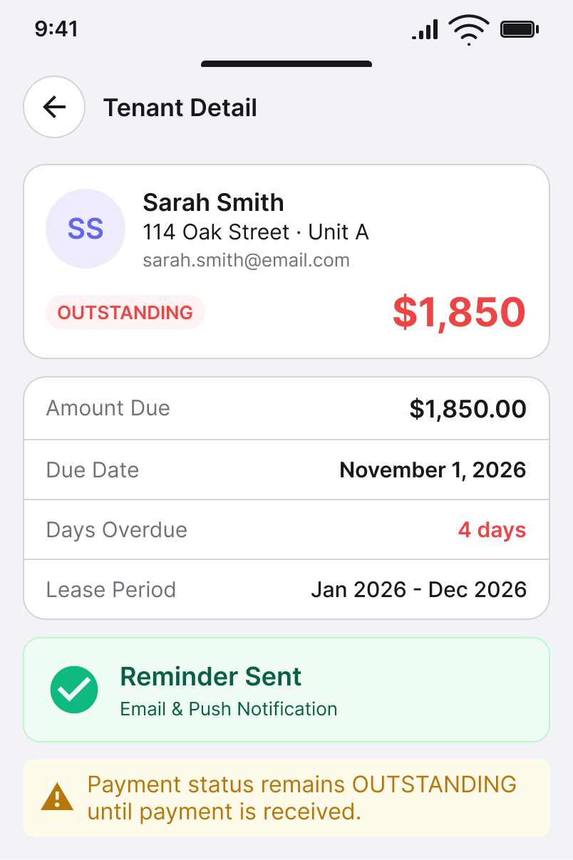 iOS reminder confirmation.